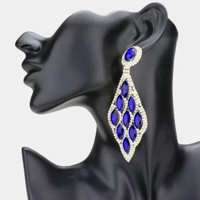 Fashnzfab Marquise Stone Cluster Petal Evening Earrings In Blue
