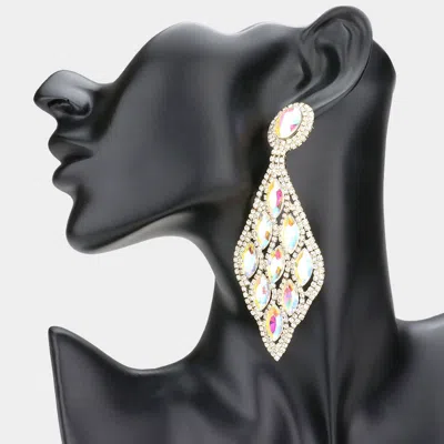 Fashnzfab Marquise Stone Cluster Petal Evening Earrings In White