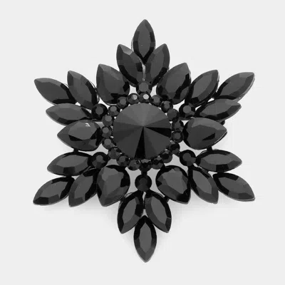 Fashnzfab Marquise Stone Cluster Pin Brooch In Black