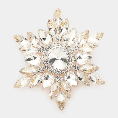 Fashnzfab Marquise Stone Cluster Pin Brooch In Gold