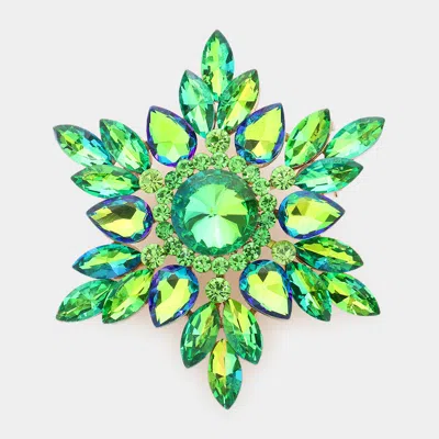Fashnzfab Marquise Stone Cluster Pin Brooch In Green
