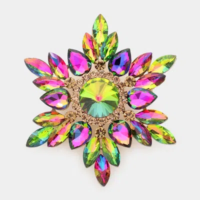 Fashnzfab Marquise Stone Cluster Pin Brooch In Multi