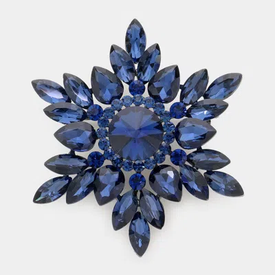 Fashnzfab Marquise Stone Cluster Pin Brooch In Blue