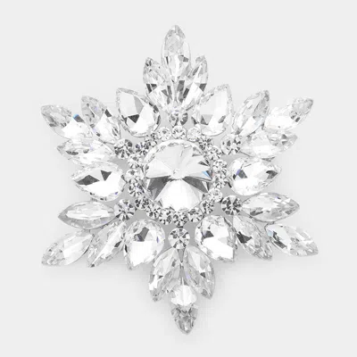 Fashnzfab Marquise Stone Cluster Pin Brooch In Silver
