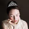 Fashnzfab Marquise Stone Cluster Pointed Rhinestone Paved Princess Tiara In Metallic