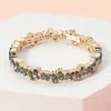 Fashnzfab Marquise Stone Cluster Stretch Bracelet Black Diamond, Gold In Multi