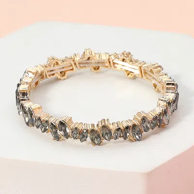 Fashnzfab Marquise Stone Cluster Stretch Bracelet Black Diamond, Gold In Multi