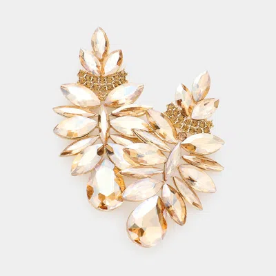 Fashnzfab Marquise Stone Cluster Teardrop Dangle Evening Earrings - Gold, Lt Col Topaz