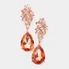 Fashnzfab Marquise Stone Cluster Teardrop Dangle Evening Earrings - Peach In Pink