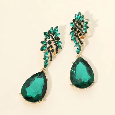 Fashnzfab Marquise Stone Cluster Teardrop Dangle Evening Earrings In Blue
