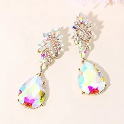 Fashnzfab Marquise Stone Cluster Teardrop Dangle Evening Earrings In Multi