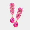 Fashnzfab Marquise Stone Cluster Teardrop Link Dangle Evening Earrings - Fuchsia In Pink