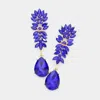 Fashnzfab Marquise Stone Cluster Teardrop Link Dangle Evening Earrings - Gold, Sapphire In Blue