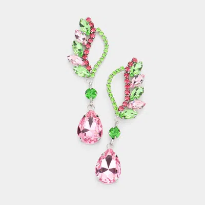 Fashnzfab Marquise Stone Cluster Teardrop Link Dangle Evening Earrings - Multi, Rhodium