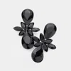 Fashnzfab Marquise Stone Cluster Teardrop Link Dangle Evening Earrings In Black