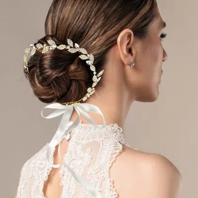 Fashnzfab Marquise Stone Cluster Vine Bun Wrap Headpiece In Gold