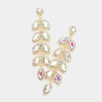 Fashnzfab Marquise Stone Cluster Vine Dangle Evening Earrings - Ab, Gold