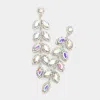Fashnzfab Marquise Stone Cluster Vine Dangle Evening Earrings - Ab, Silver In White
