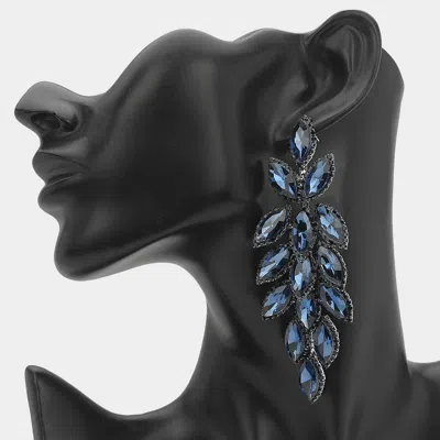 Fashnzfab Marquise Stone Cluster Vine Dangle Evening Earrings - Black, Montana Blue In Multi