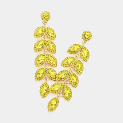 Fashnzfab Marquise Stone Cluster Vine Dangle Evening Earrings - Gold, Yellow