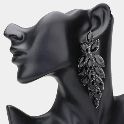Fashnzfab Marquise Stone Cluster Vine Dangle Evening Earrings In Black