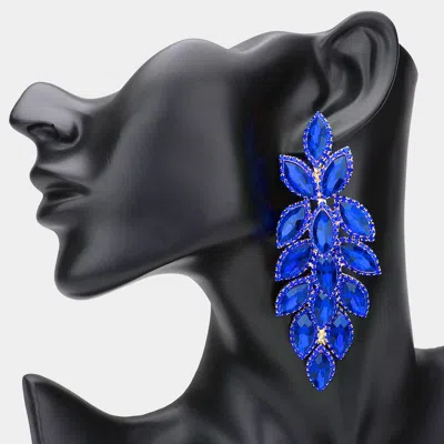 Fashnzfab Marquise Stone Cluster Vine Dangle Evening Earrings In Blue