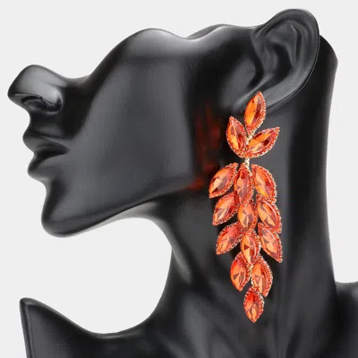 Fashnzfab Marquise Stone Cluster Vine Dangle Evening Earrings In Red