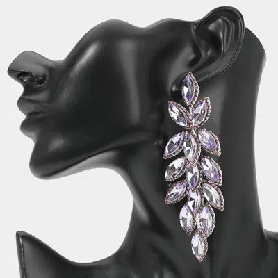 Fashnzfab Marquise Stone Cluster Vine Dangle Evening Earrings In Silver
