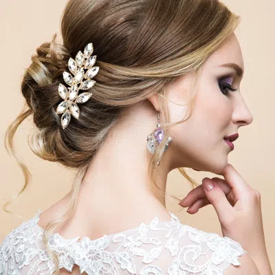 Fashnzfab Marquise Stone Cluster Vine Hair Comb In Multi