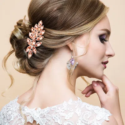Fashnzfab Marquise Stone Cluster Vine Hair Comb In Pink