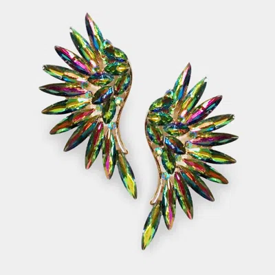 Fashnzfab Marquise Stone Cluster Wing Clip On Earrings In Multi