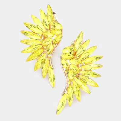 Fashnzfab Marquise Stone Cluster Wing Clip On Earrings In Yellow