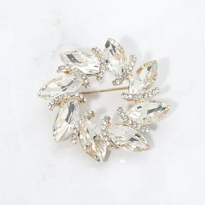 Fashnzfab Marquise Stone Cluster Wreath Pin Brooch In Metallic