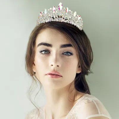 Fashnzfab Marquise Stone Custer Accent Princess Tiara In Multi