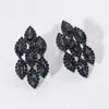 Fashnzfab Marquise Stone Embellished Clip On Earrings In Blue