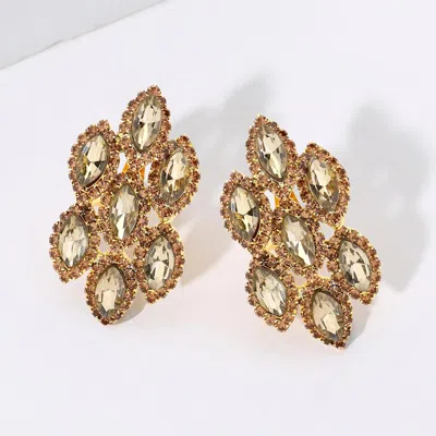 Fashnzfab Marquise Stone Embellished Clip On Earrings In Gold