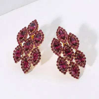 Fashnzfab Marquise Stone Embellished Clip On Earrings In Multi