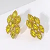 Fashnzfab Marquise Stone Embellished Clip On Earrings In Yellow