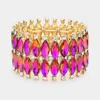 Fashnzfab Marquise Stone Embellished Evening Bracelet Ab, Gold, Purple In Multi