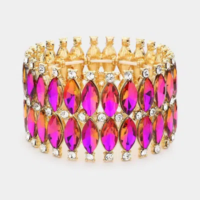 Fashnzfab Marquise Stone Embellished Evening Bracelet Ab, Gold, Purple In Multi