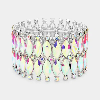 Fashnzfab Marquise Stone Embellished Evening Bracelet Ab, Silver In Multi