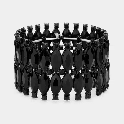 Fashnzfab Marquise Stone Embellished Evening Bracelet Black, Jet Black In Multi