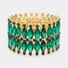 Fashnzfab Marquise Stone Embellished Evening Bracelet Emerald, Gold In Multi