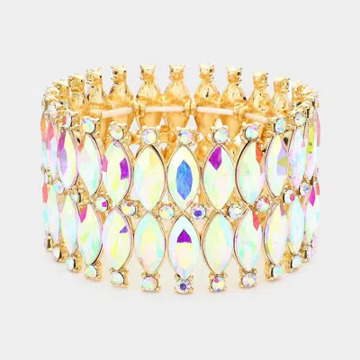 Fashnzfab Marquise Stone Embellished Evening Bracelet In Gold