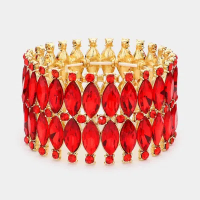 Fashnzfab Marquise Stone Embellished Evening Bracelet Gold, Siam In Multi