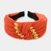 Fashnzfab Marquise Stone Embellished Knot Burnout Headband In Orange