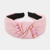 Fashnzfab Marquise Stone Embellished Knot Burnout Headband In Pink