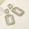 Fashnzfab Marquise Stone Embellished Open Rectangle Frame Dangle Evening Earrings In Multi