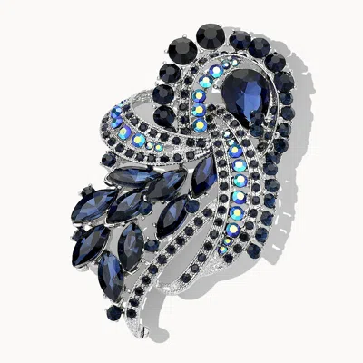 Fashnzfab Marquise Stone Embellished Rhinestone Paved Knot Pin Brooch In Metallic