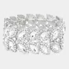 Fashnzfab Marquise Stone Embellished Stretch Evening Bracelet In Silver